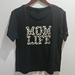SHEIN Black 'Mom Life' Graphic Tee